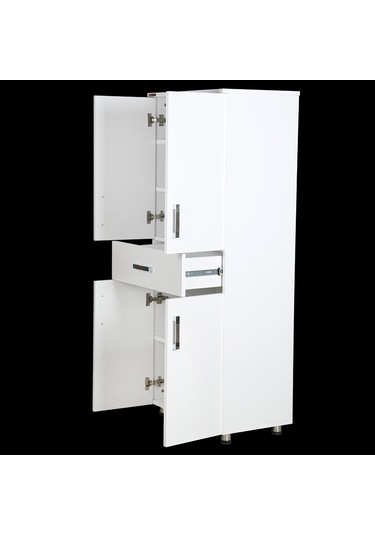 Çok Amaçlı Dolap Model Hard Parlak BEYAZ Suntalem 4Raf 1Çekmece 180 El Yapım Beyaz