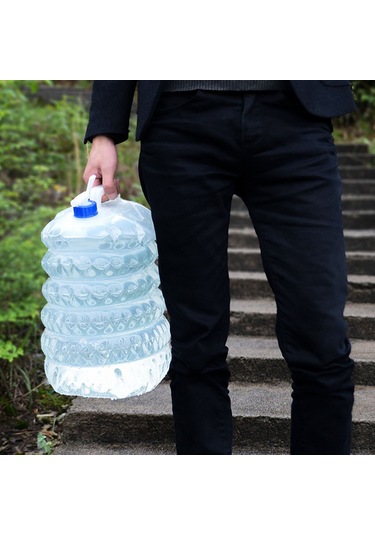Xiyyadms 15l Taşınabilir Pe Katlanabilir Su Torbası, Kapaklı, Akış Kontrolü, Kamp-piknik-doğa Aktivitesi İçin Güvenilir Ve Yeniden Kullanılabilir Şeffaf