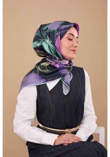 Silk Home Twill İpek Eşarp 11480-70 Lacivert, Yeşil, Yeşil Bej, Mor, Fuşya