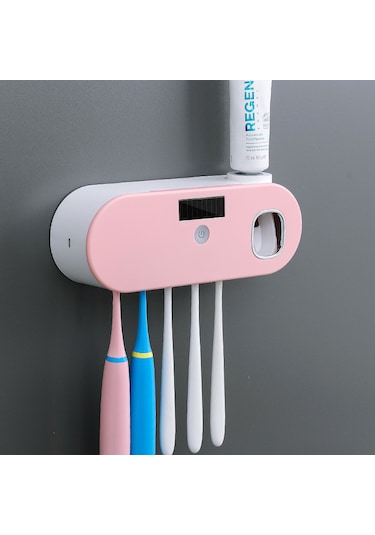 Akıllı Uv Diş Macunu Sıkma Diş Fırçası Tutucu Pembe