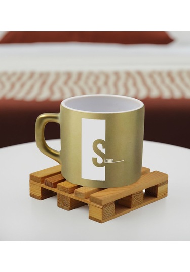 Bk Gift Kişiye Özel İsimli Gold Renkli Middle Çay & Kahve Fincanı-4, Arkadaşa Hediye, Sevgiliye Hediye, Doğum Günü Hediyesi Kobitmeyencom32526 Bk Gift