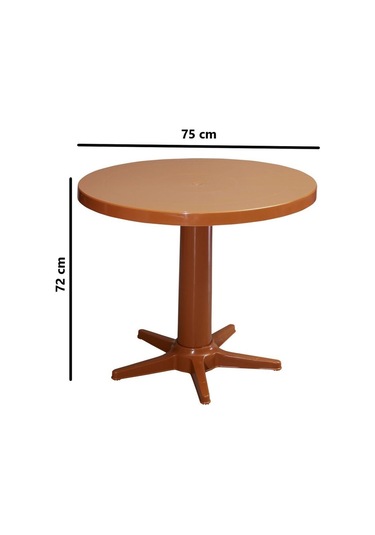 Omnipazar Mt-gf205 Prima Rose Plastik Yuvarlak Bahçe Balkon Masa Ø75 Cm Kahverengi
