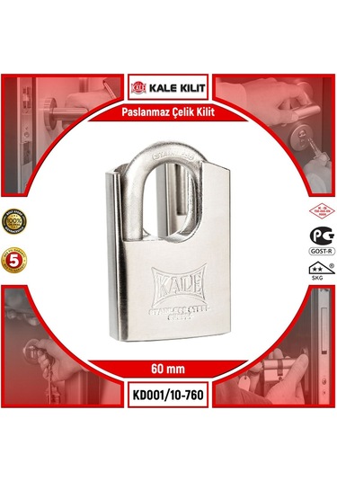 Kd001/10-760 Kale Paslanmaz Çelik Asma Kilit 60 Mm