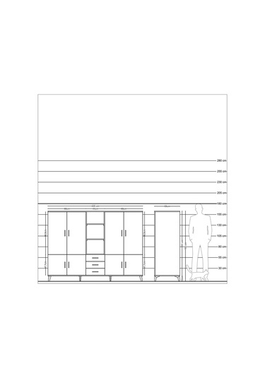 Kronos Dolap 11 Raflı 3 Çekmeceli 8 Kapaklı 220x59x163 Çam-aytaşı Çam-aytaşı/çam