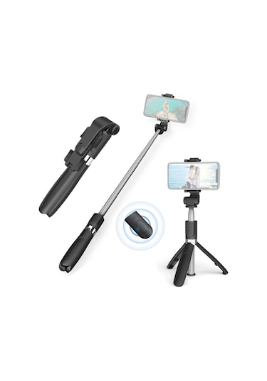 Reedark 3 Lü 1 Arada 6 Segmanlı Selfie Çubuğu Tripod Ve Gimbal Stabilizatör 27.5 İnç Android İos Uyumlu