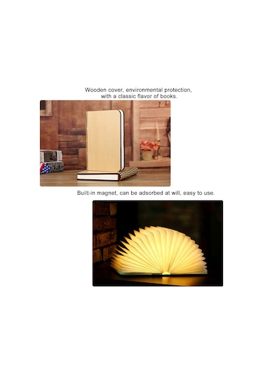 Konesam Katlanabilir Kitap Şeklinde Led Gece Lambası - Dekoratif Yatak Başı Ve Okuma Lambası Diğer