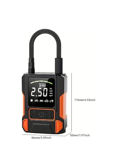 Xuweiwei Taşınabilir Dijital Hava Kompresörü Led Ekranlı Kablolu Kablosuz Çift Amaçlı Şişiriciler Araba Motosiklet Bisiklet Spor Topu