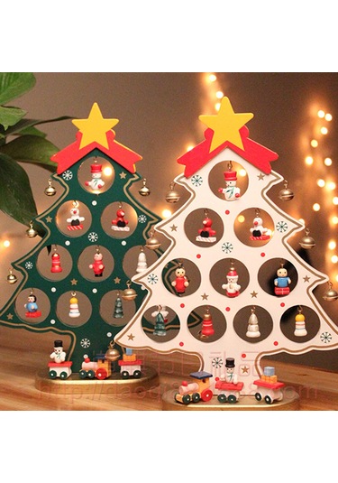 Wezone "ahşap Noel Ağacı Dekoru - 10.62 İnç Asılı Süslemeli İç/dış Mekan Parti Süsü" Beyaz