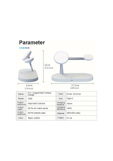 Topshop1 Siyah 3 Cihaz Aynı Anda Kullanılabilen Manyetik 5li Kablosuz 15w Qi Hızlı Şarj Standı İphone İwatch Uyumlu