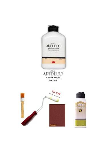 Artdeco Akrilik Boya 500 Ml Beyaz Dolap Boyama Seti Mobilya Boyama Seti Parlak Vernik