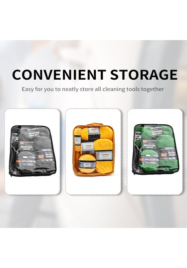 Samdoo Araç Temizleme Seti - 9 Parça Mikrofiber Bez, Eldiven Ve Sünger Yeşil
