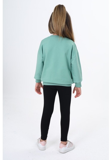 Toontoy Kız Çocuk Baskılı Taytlı Takım Koyu Pudra