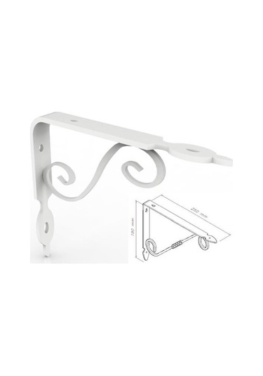 Ferforje Dekoratif Raf Altı Raf Ayağı Konsol Beyaz 25 Cm N11.25934