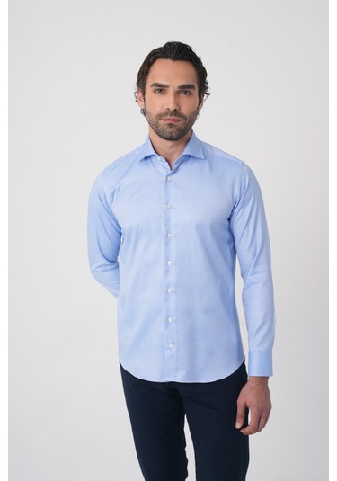 Bisse Erkek Uzun Kollu Regular Fit Mavi Klasik Gömlek Gmars252161 E35 Mavi