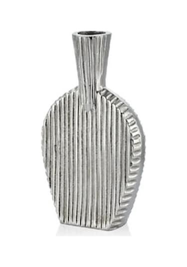 Stripped Metal Gümüş Küçük Vazo 6x17x30 Cm