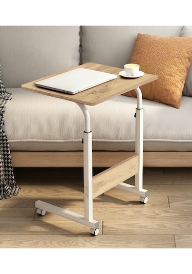 Sekizincicaddedizayn Yükseklik Ayarlı Laptop Sehpası - Atlantik Çam (Tekerli)