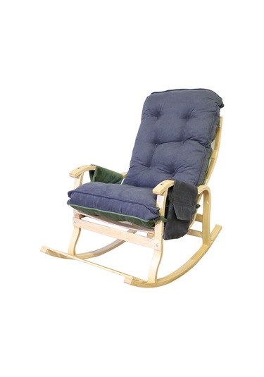 Enda Home Mosso Çift Minderli Ahşap Sallanan Sandalye Tv Baba Koltuğu Dinlenme Koltuğu Yeşil - Füme