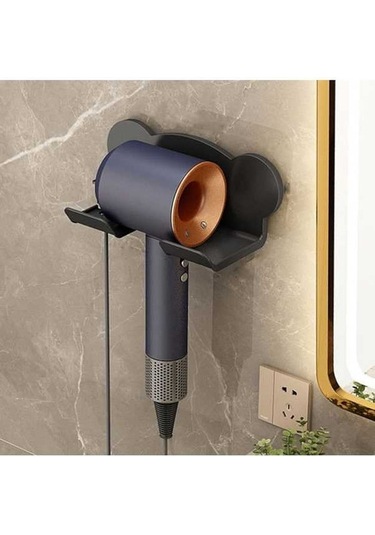 Didadodo Saç Kurutma Makinesi Duvara Monte Tutucu Banyo Rafı Depolama, Stil: Basit Siyah, Küçük Tasarım Simple Black