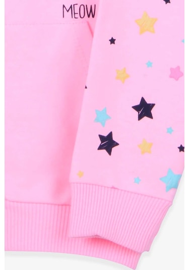 Breeze Kız Çocuk Hırka Kolları Desenli Baskılı 1-4 Yaş, Pudra