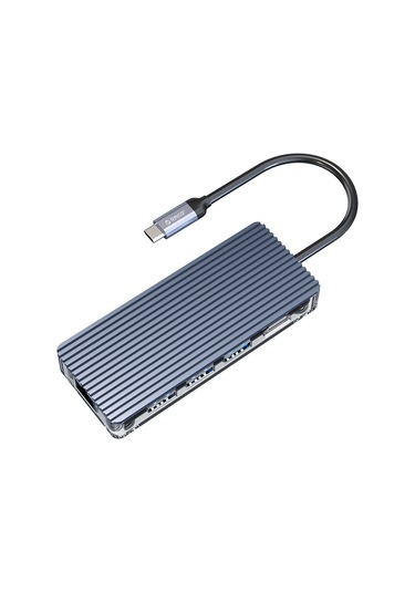 Orico 8 Portlu USB 3.0 100W RJ45 1000Mbps HDMI TF/SD Kart Okuyucu Çoklayıcı Gri