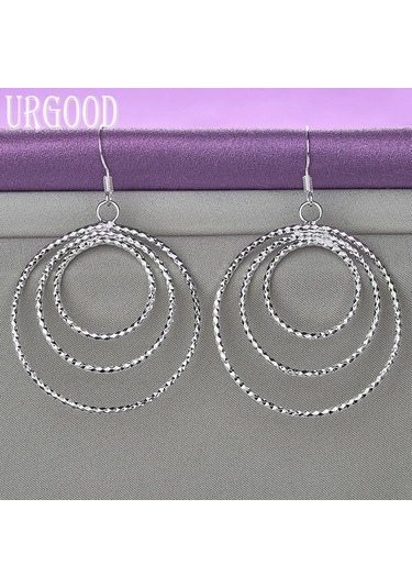 925 Ayar Gümüş Şerit Üç Yüzük Kolye Küpe Moda Takı