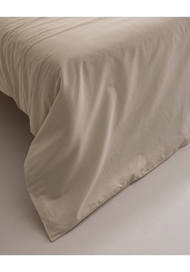 Madame Coco Manon King Size %100 Pamuk Ranforce Düz Nevresim - Bej Ekru