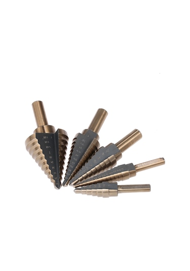 Yunboo 5 Parça İngiliz Standardı Merdiven Matkap Seti, Çelik Levha Delme, Farklı Boyutlu Adımlı Matkaplar, Opp Paketli