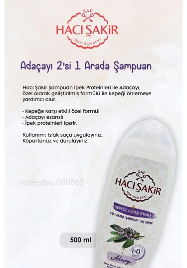 Hacı Şakir Nar 2si 1 Arada Şampuan 500 Ml, Adaçayı Şampuan 500 Ml Ve Rosıe