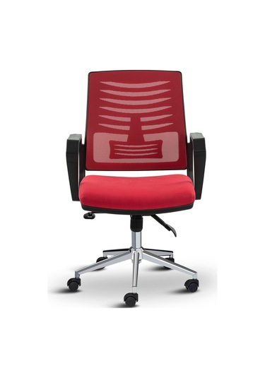 Asbir Mobilya Metis Metal Ayaklı Çalışma Koltuğu Ofis Sandalyesi Kırmızı