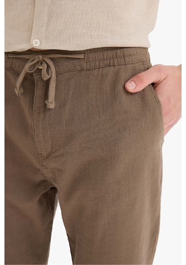 DeFacto %100 Pamuk Keten Görünümlü Pantolon Beli Lastikli Slim Fit Dar Kesim Cepli Düz Paça D2671AX25SMBN534 DeFacto %100 Pamuk Keten Görünümlü Pantolon Beli Lastikli Slim Fit Dar Kesim Cepli Düz Paça D2671AX25SMBN534