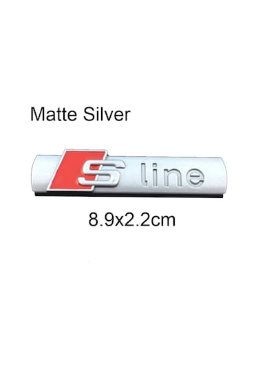 Mat Gümüş 7,3cm-s Line Logo Çıkartması Metal Alaşım Araba Rozeti Sline Amblem Yarış Audi A3 A4 A5 A6 S7 A8 S3 S4 S5