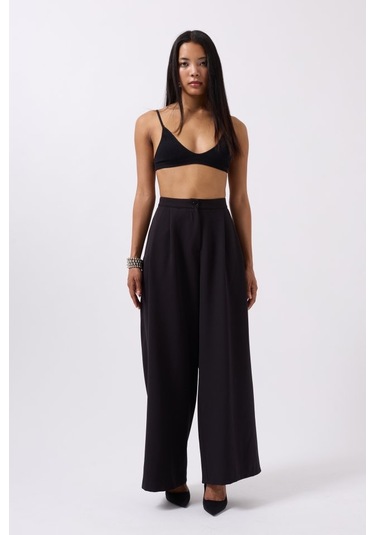 Munn Collection Casual Yüksek Bel Pantolon Siyah