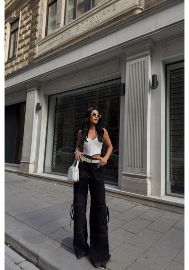 Gabardinkargo Pantolon - Siyah Siyah