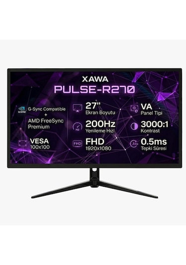 Xawa 27" Pulse-r270 200hz 0.5ms Dp+hdmı Gsync/freesync Fhd Va Oyuncu Monitör