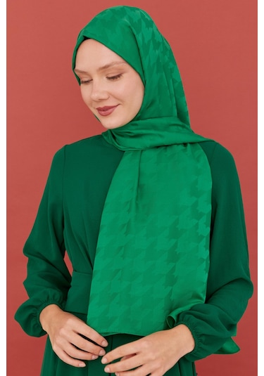Mirsoy Scarf Kazayağı Desen İpeksi Jakar Şal - Benetton Yeşili Benetton Yeşili