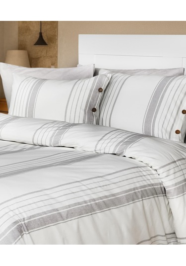 Cotton Collection Tek Kişilik Çizgili Nevresim Seti Mistray Renkli