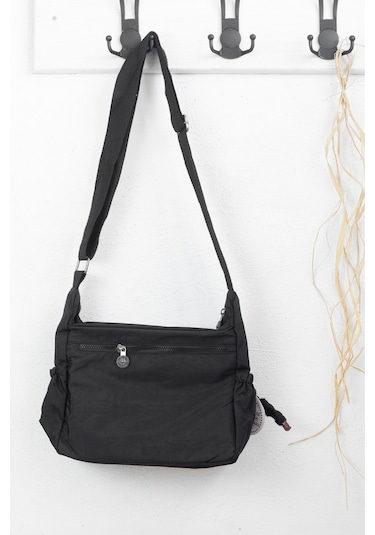 Krinkıl / Klinkır Su Geçirmez Kumaş Çok Gözlü Çapraz Kol ve Omuz Postacı Çantası Siyah 5835 Siyah