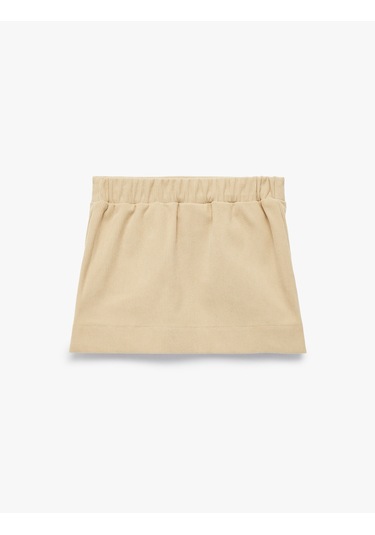 Koton Beli Lastikli Cep Detaylı Dokulu Etek Bej 6wmg70007ak Ekru