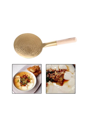 Suntek Ev Restoranı Için Yıkanabilir Ahşap Saplı Tofu Kepçe 10cm
