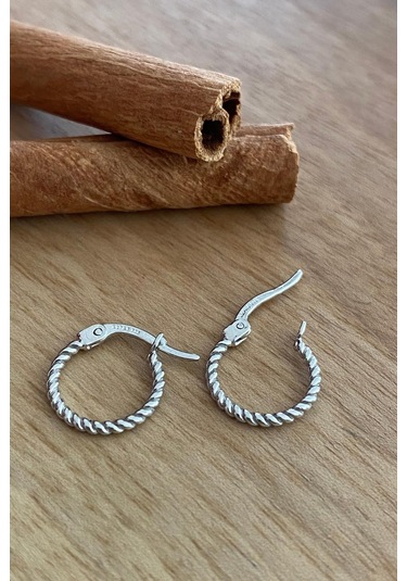 Zümrüt Sarraf 14 Ayar Beyaz Altın Burgulu Halka Erkek Küpe