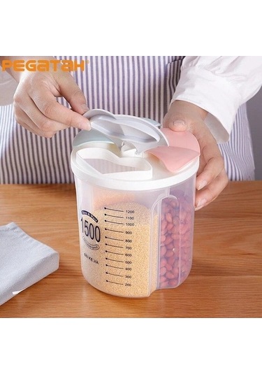 Novahub Mutfak Organizatörü 2000ml Plastik Mühürlü Tahıl Kutusu, Modern Tasarım, Kuru Gıda Depolama Bardak, Çin Made Şeffaf