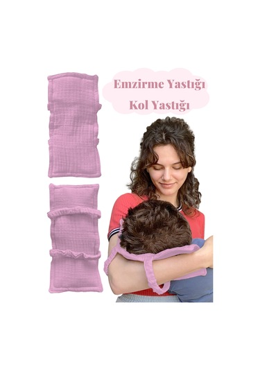Pamuk Muslin Bebek Emzirme Yastığı Ter Emici Kol Yastığı Gülkurusu