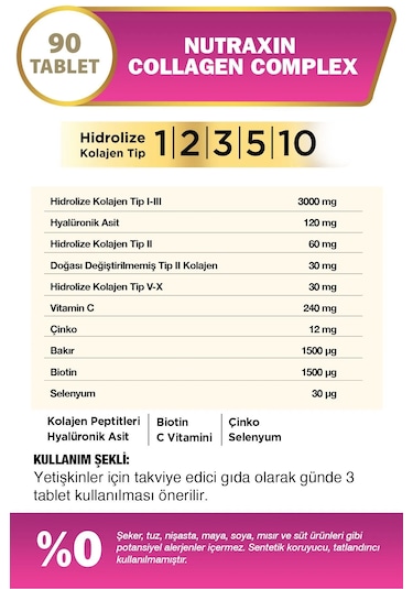 Nutraxin Hidrolize Collagen Tip 1-2-3-5-10 Complex 2x90 Tablet