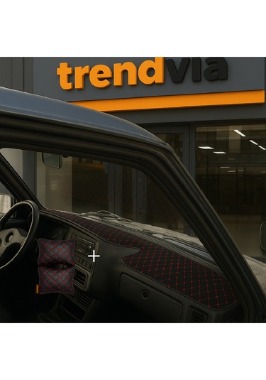 Tofaş Şahin Doğan Kartal Yüksek Ön Göğüs Siyah-kırmızı Torpido Kılıfı / Siyah-kırmızı Boyun Yastığı