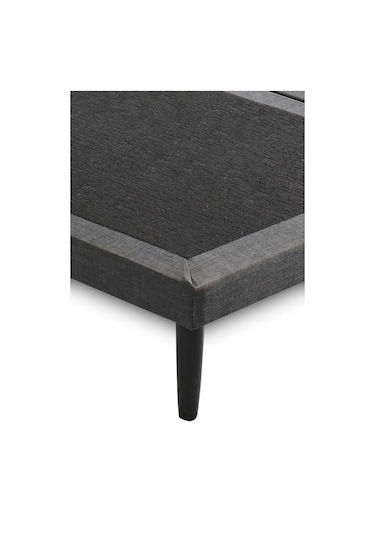 Niron Slim Karyola 100x200 Tek Kişilik Baza, Metal İskeletli Yüksek Ayaklı Koyu Gri Keten Kumaşlı