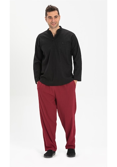 Eliş Şile Bezi Şile Bezi Erkek Şalvar Pantolon Bordo Brd Bordo