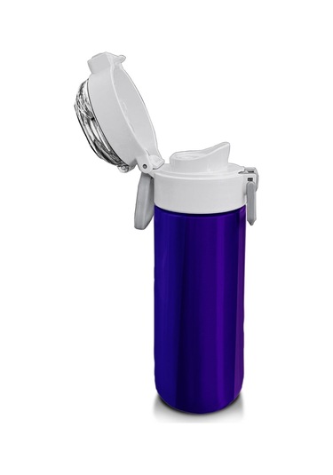 Coral High Kids Renkli Çizgili Desenli Pipetli Ve Direkt İçim Çelik Termos 500 Ml 31874 Mor - Lila