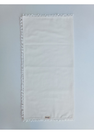S.kahve Kız Erkek Bebek Battaniyesi Pike %100 Pamuklu Doğal Organik Uyku Çift Taraflı Örtü 86x86cm Btn10248 Ekru