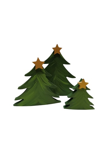 3lü Yılbaşı Ağacı Ahşap Dekor - Yılbaşı, Noel, Özel Etkinlik