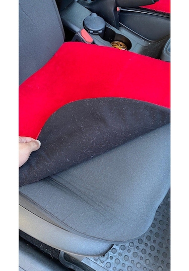 Yumuşak Tüylü Peluş Serme Oto Koltuk Koruyucu Minder Ön Arka Kırmızı
